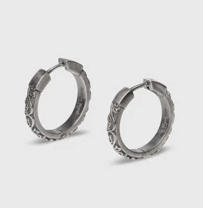 Pre-owned Maison Margiela Silver Textured Hoop Earrings