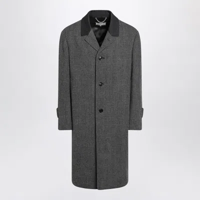 MAISON MARGIELA MAISON MARGIELA SINGLE-BREASTED BLACK/WHITE BLEND COAT