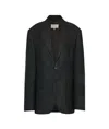 Maison Margiela Black Jacket With Classic Lapels And Logo Stitching On The Back In Mohair And Wool Blend Woman In Black