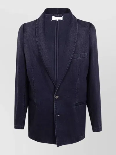 Maison Margiela Single Breasted Jacket Long Sleeves Lapel In Blue