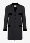 Maison Margiela Single-breasted Long Wool Blazer In Gray