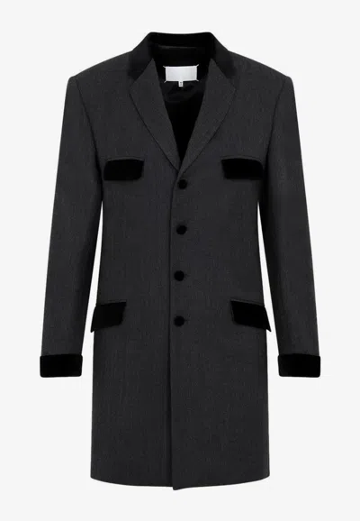 MAISON MARGIELA SINGLE-BREASTED LONG WOOL BLAZER