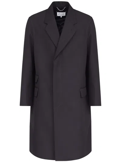 Maison Margiela Single-breasted Mid-length Coat In Black