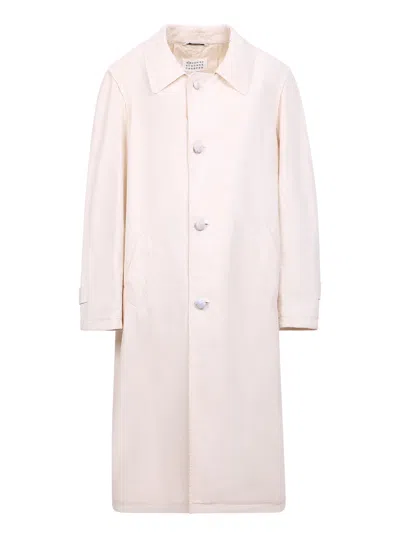 Maison Margiela Single-breasted Midi Coat In White