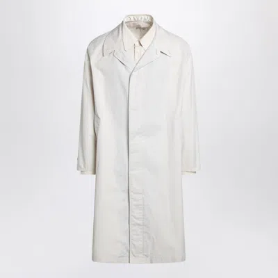 Maison Margiela Single-breasted Trench Coat Ivory In Cotton Men In Gray