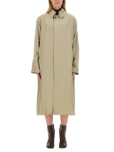 Maison Margiela Four-stitch Logo Trench Coat In Beige
