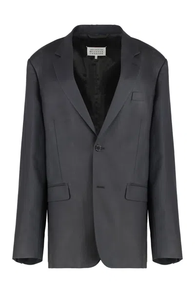 Maison Margiela Black Mohair Blend Oversize Blazer In Gray