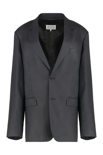 Maison Margiela Black Mohair Blend Oversize Blazer In Gray
