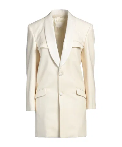 Maison Margiela Woman Coat Ivory Size 4 Wool In White