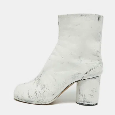 Pre-owned Maison Margiela Size 38 White Leather Ankle Length Boots