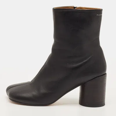 Pre-owned Maison Margiela Size 39.5 Black Leather Ankle Length Boots