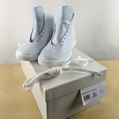 Pre-owned Maison Margiela Size 7 Painted Suede & Canvas Sneakers 40eu Painted $580 In White