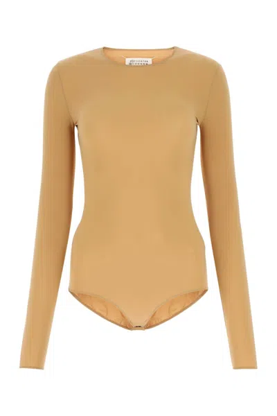 Maison Margiela Skin Pink Stretch Nylon Bodysuit In Brown