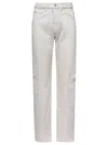 Maison Margiela White 5-pocket Style Straight Jeans With Contrasting Stitching In Cotton Denim Woman In Beige