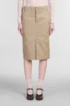 Maison Margiela Cotton Gabardine Midi Skirt Skirts Beige In Beige