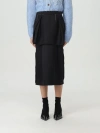 Maison Margiela Layered Pleated Canvas And Silk-satin Midi Skirt In Black