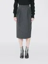 Maison Margiela Herringbone Wool-tweed Midi Skirt In Gray