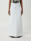 Maison Margiela Coated Denim Long Skirt In White