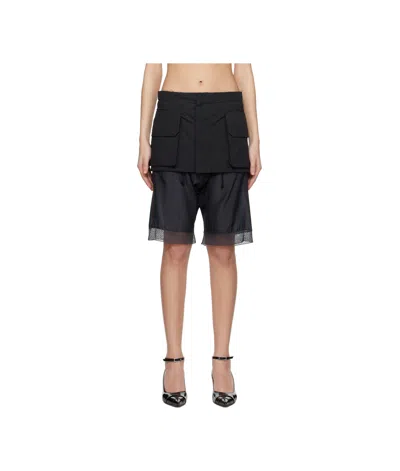 Maison Margiela Skirt-overlay Shorts In 900 Black And Anthra
