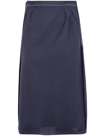 Maison Margiela Skirt Reversed Midi Skirt In Blue