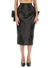 Maison Margiela Black Coated Midi Skirt In Black