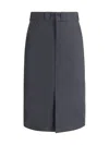 Maison Margiela Womens Anthracite Pleated Multi-pockets Woven-blend Midi Skirt