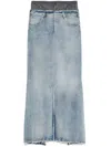Maison Margiela Light Blue Long Skirt With Front Slit And Five Pocket Design In Denim Woman