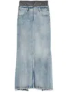 Maison Margiela Light Blue Long Skirt With Front Slit And Five Pocket Design In Denim Woman