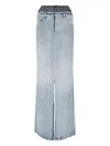 Maison Margiela Light Blue Long Skirt With Front Slit And Five Pocket Design In Denim Woman