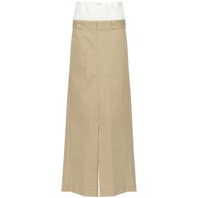 Maison Margiela Double Waisted Long Skirt In Brown