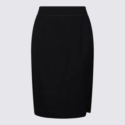 Maison Margiela High-waisted Satin Midi Skirt Slit Detail In Black