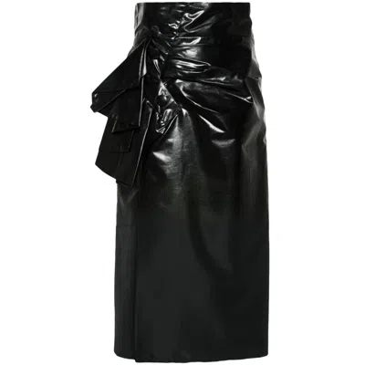 Maison Margiela Coated Midi Skirt In Black