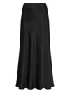 Maison Margiela Midi A-line Satin Skirt High Waist In Black