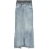 Maison Margiela Light Blue Long Skirt With Front Slit And Five Pocket Design In Denim Woman In Blue