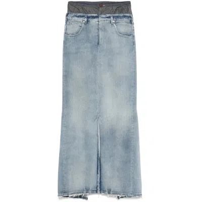 Maison Margiela Anonimity Of The Lining Long Denim Skirt In Blue