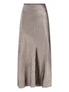 Maison Margiela Womens Taupe Crinkled-texture Regular-fit Woven Midi Skirt In Multi