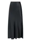 Maison Margiela Midi Satin Skirt With Pleated Hem In Multi