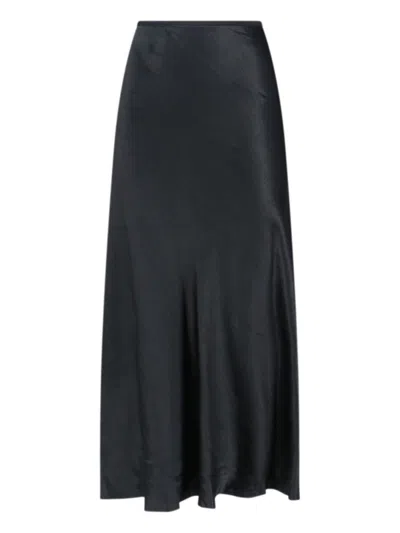 Maison Margiela Satin Midi Skirt In Black