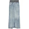 Maison Margiela Light Blue Long Skirt With Front Slit And Five Pocket Design In Denim Woman In Multicolor
