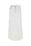 Maison Margiela Coated Denim Long Skirt In White