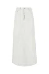 Maison Margiela Coated Denim Long Skirt In White Paint