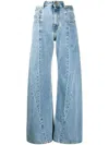 Maison Margiela Denim Jeans With Cut-out Detail In Sky Blue