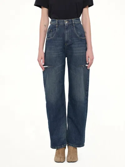 Maison Margiela Slash Denim Jeans In Blue