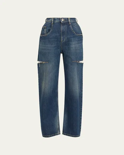 Maison Margiela Slash Slit Barrel-leg Jeans In Blue