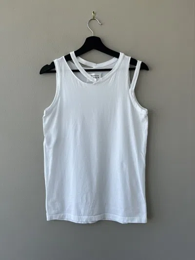 Pre-owned Maison Margiela Slashed Deconstructed Tank Top In White
