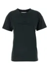 Maison Margiela Washed Black T-shirt With Embroidered Logo In Black