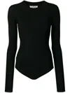 Maison Margiela Long-sleeved Ribbed Bodysuit In Black