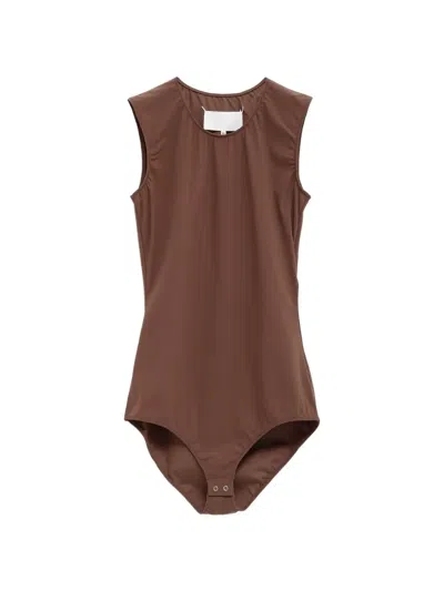 Maison Margiela Sleeveless Bodysuit In Brown