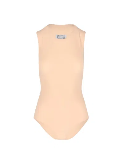 Maison Margiela Sleeveless Bodysuit In Beige