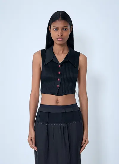 Maison Margiela Sleeveless Button-down Top In Black